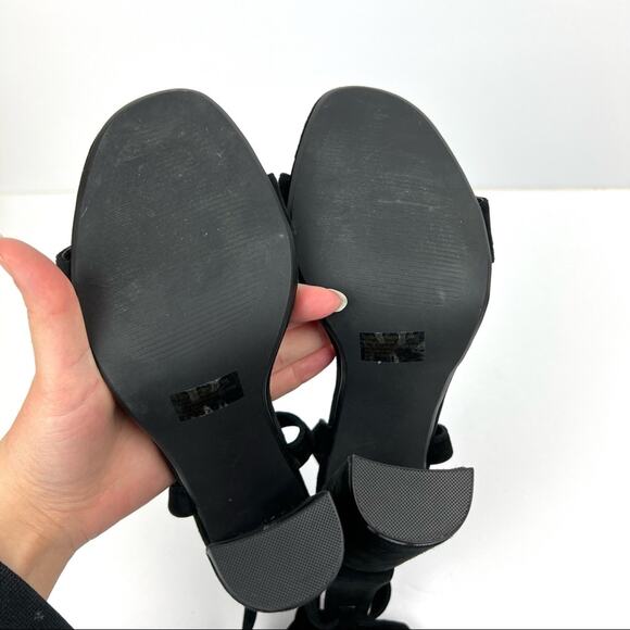 NEW Steve Madden Black Cosmic Suede Wrap Heels 7.5 - Picture 6 of 9